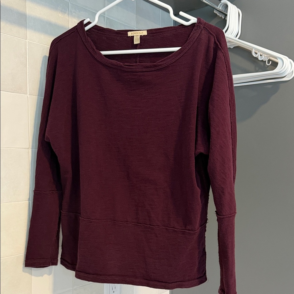 Bordeaux Burgundy Long Sleeve Top